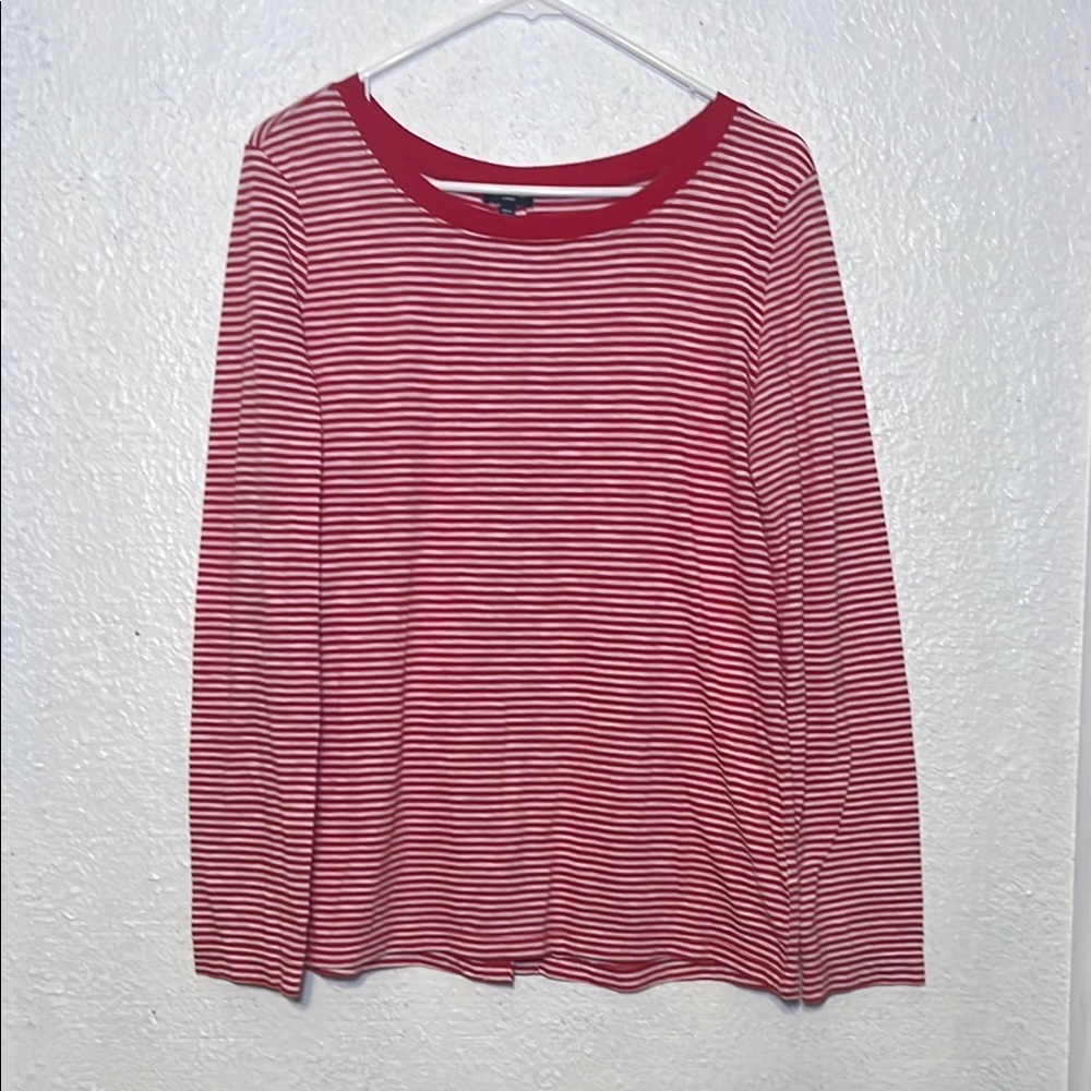 Splendid Red Striped Women's Top with back button size large